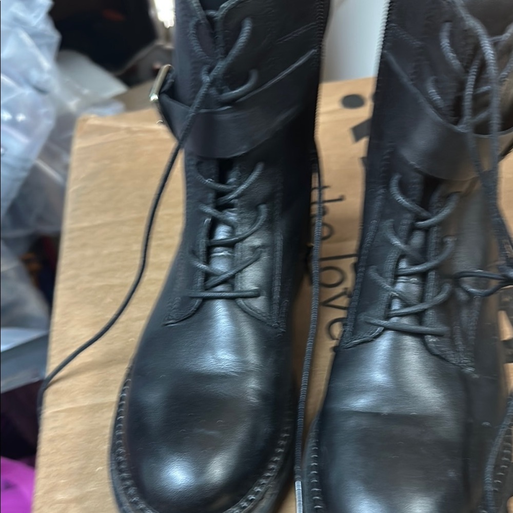 Black Leather Girls Boots